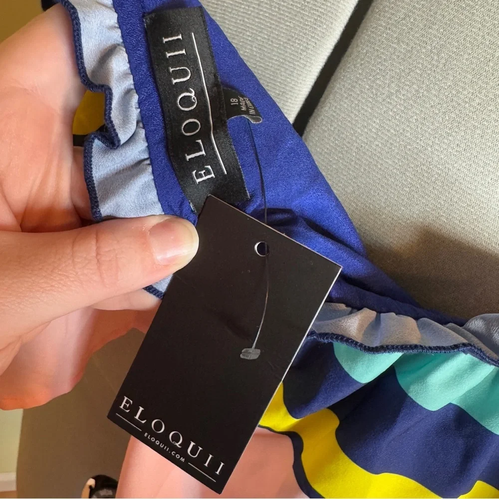 NWT Eloquii Colorful Off-Shoulder Ruffle Top - Picture 4 of 4